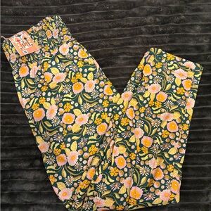Lucy & Yak Floral Trousers - Green and Pink